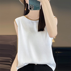 白色背心女夏内搭洋气小衫2024年新款无袖衬衫，女装背心吊带，绒宛羊绒