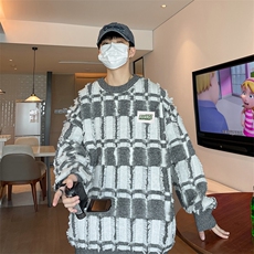 2024新款慵懒风日系复古毛衣设计感毛绒流苏毛边男现货W8387-P48，男装针织衫/毛衣，星座512-4