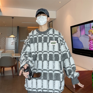 2024新款慵懒风日系复古毛衣设计感毛绒流苏毛边男现货 W8387-P48图片