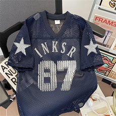 镂空球衣短袖t恤男潮牌夏季宽松潮流ins上衣T019-P40，男装T恤，星座308B-2