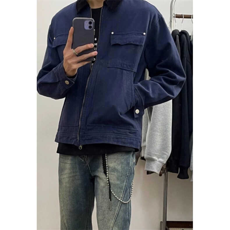 美式复古工装夹克男女秋季cleanfit潮牌撞色宽松休闲外套-Y751,男装夹克,星座601-1