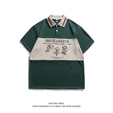 2024夏新款高品质港风复古撞色印花短袖T恤POLO衫T2201-P58,男装T恤,星座914-3