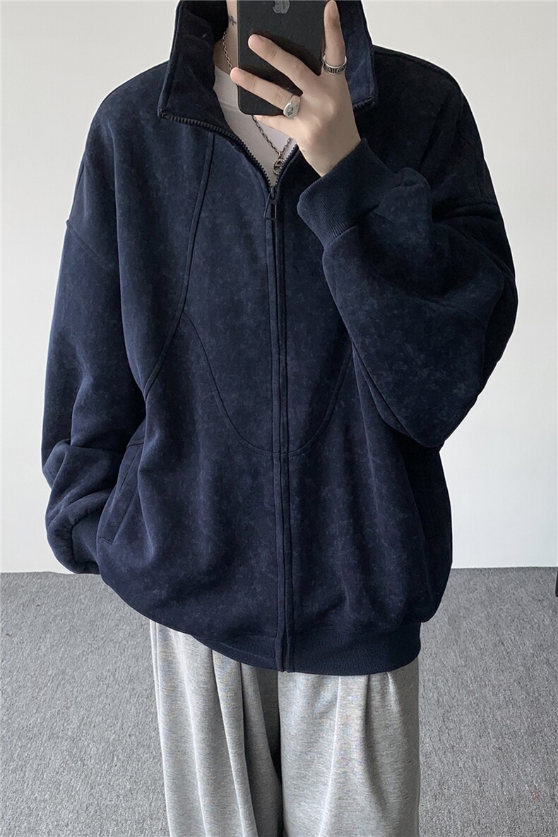 特批扎染开衫卫衣男美式重磅解构拼接脏脏拉链立领外套KS008-TP65,女装短外套,电商B312