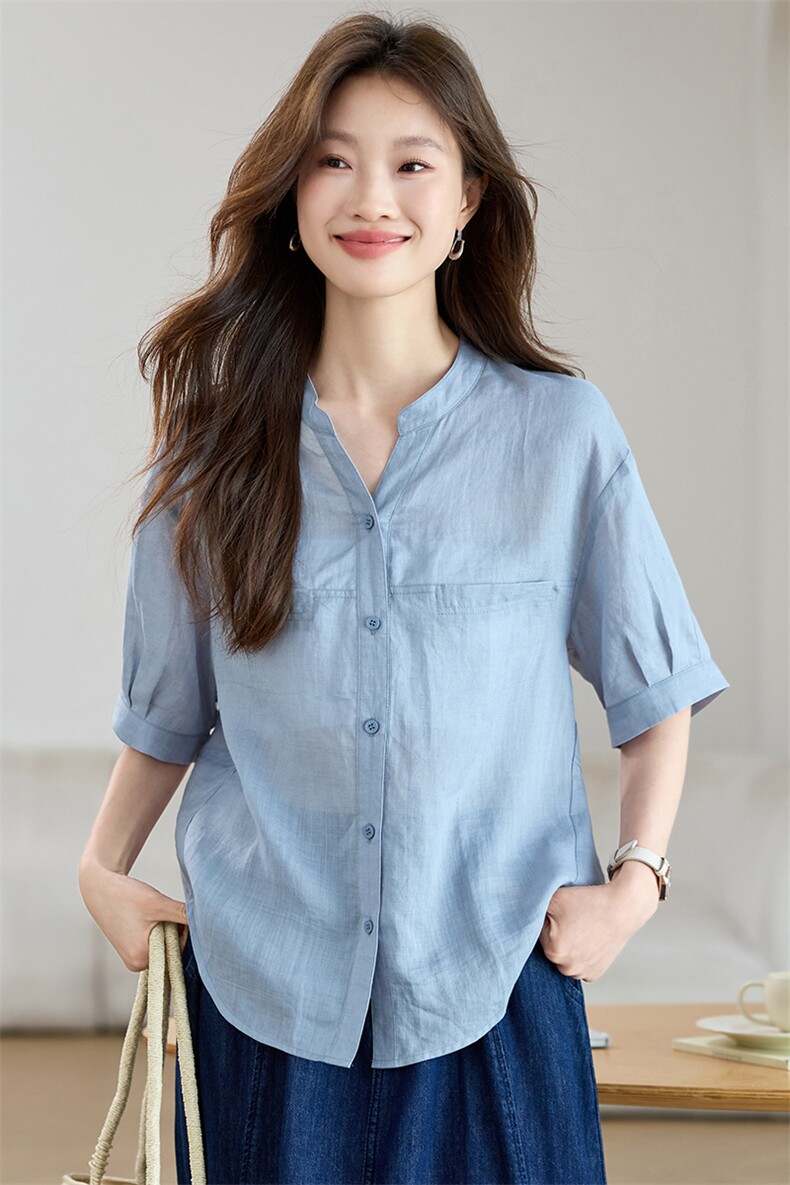 现货苎麻小衫,女装衬衫,希欧阁