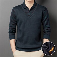 中年男士2023冬季加绒新款长袖圆领休闲保暖毛衣针织衫DDD163-P80，男装针织衫/毛衣，电商B212（原钱塘6029）