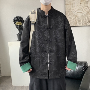 男士外套麂皮绒印花夹克盘扣立领唐装风 XZ1512-2507-P85图片