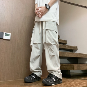2025春夏款港风宽松设计感多口袋休闲百搭休闲裤直筒裤K24106-P40图片