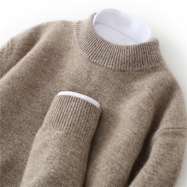 2025年秋季新款百搭7针加厚花纱半高，男装羊绒套衫，恒标羊绒