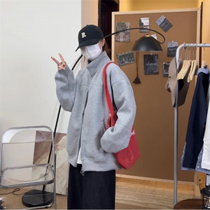 数据款重磅拼接立领开衫卫衣男女同款百搭运动长袖卫衣WY5818 P60图片