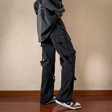 oversize工装牛仔裤男女秋冬vibe美式长裤子ins高街潮牌N3840-P50，男装牛仔裤，星座1008-1