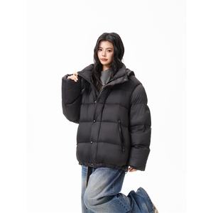90%绒新标有报告连帽撞色韩版宽松羽绒服外套Y990/370 现货图片
