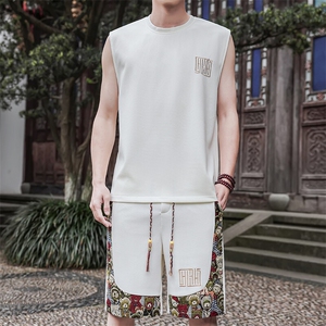 夏季小熊短裤休闲运动套装男刺绣背心两件套汗衫A266-TZ1108-P46图片