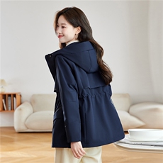 休闲连帽加绒加厚冲锋衣外套女2025秋冬新款中长款收腰派克服棉服，女装棉衣/棉服，慕咨