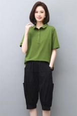 时尚休闲套装女夏2023新款宽松洋气减龄短袖T恤休闲裤两件套，女装套装/套裙，涵誉