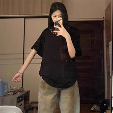 万针全刺绣工艺抖音得物高品质260克重磅纯棉双纱美式高街短袖T恤，男装T恤，电商A486