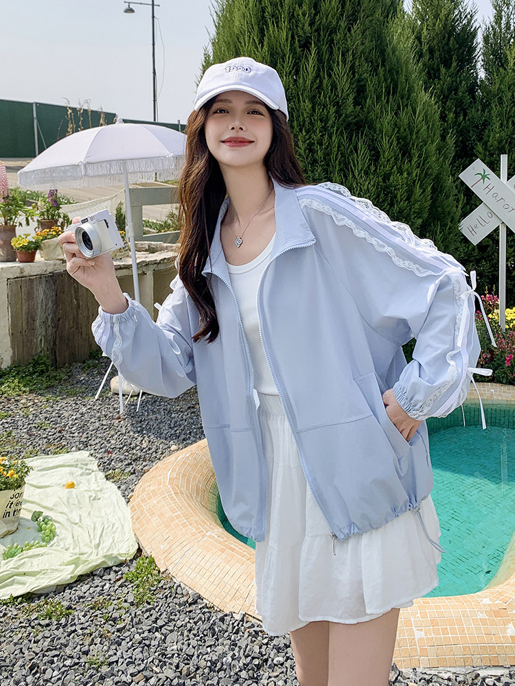 韩系设计感蕾丝防晒衣女轻薄透气夏季2025新款洋气减龄宽松防晒服,女装防晒衣,蝶眷