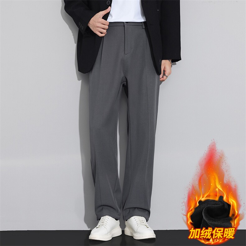 冬季新款垂感西裤男加绒加厚休闲直筒宽松抗皱免烫长裤JR819-P45,男装西裤,星座610（原A335）