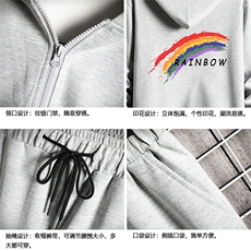 TK6064-P85开衫连帽卫衣套装男运动套装两件套网格挂拍，男装卫衣，电商A040A