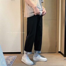 休闲裤男夏季韩版潮流宽松直筒裤ins港风潮牌学生九分裤G023-p28图片