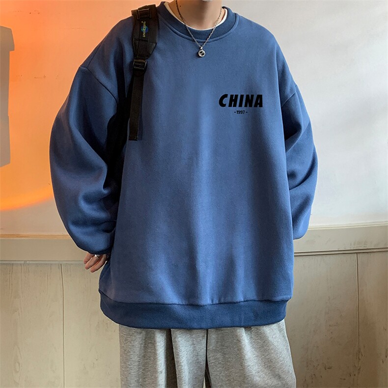 圆领卫衣男大码加厚加绒长袖t恤男S6248-P28加绒款-P33,男装卫衣,电商A040
