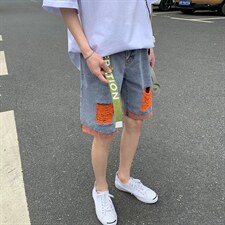 2023夏季水洗三色破洞时尚牛仔男士五分短裤A071-DK10-P38，男装牛仔裤，电商A071