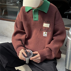 圆领毛衣男港味2023秋季复古日系针织长袖POLO领毛衣M19P45，男装针织衫/毛衣，星座1116-2