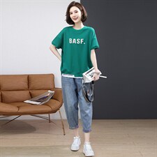 2022夏季新款时尚气质宽松显瘦休闲舒适牛仔裤套装，女装套装/套裙，丽影随形