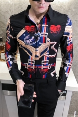 2021春秋男衬衫英伦长袖上衣印花男装韩版修身四季潮流衬衣H632-P55，男装衬衫，星座419（原A233）