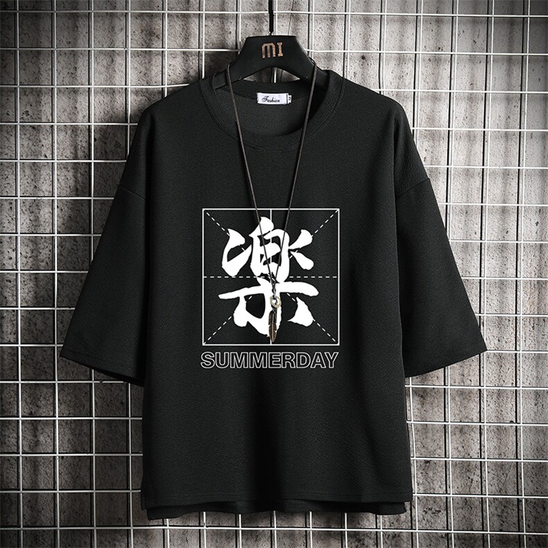 Q11197-P30 春夏季七分袖t恤男大码五分袖男短袖中袖 网格挂拍图片