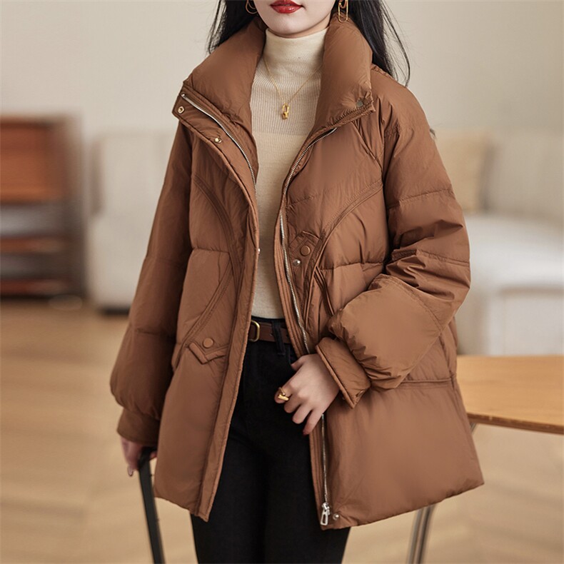 现货主推2023冬新款加厚中长款保暖休闲羽绒服90白鸭绒,女装羽绒服,余墨