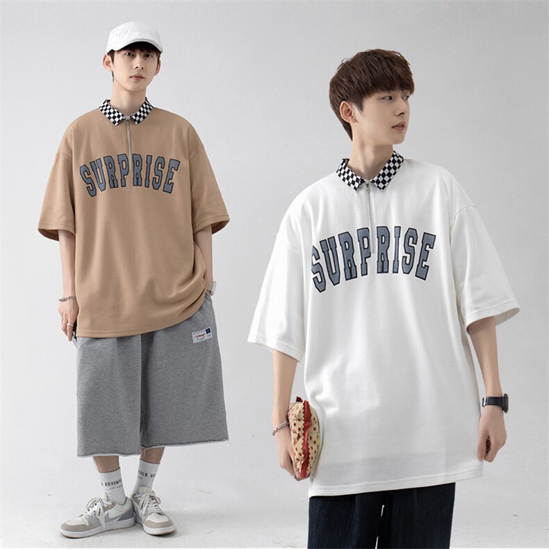 新款优品男士短袖发泡半开拉链印花T恤宽松上衣POLO衫ZD3312-P51,男装T恤,星座717