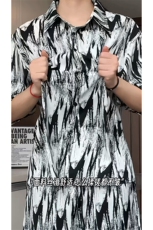短袖衬衫男+短裤男套装男100%聚酯纤维M-5XL大码TZ78721P50控98，男装牛仔裤，星座226-1