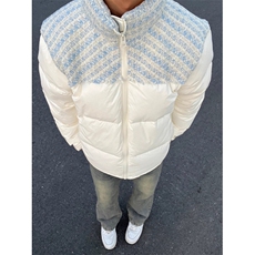 白色小香风拼接棉服男冬季加厚保暖面包服高级感立领棉衣外套，男装棉衣，四季星座505