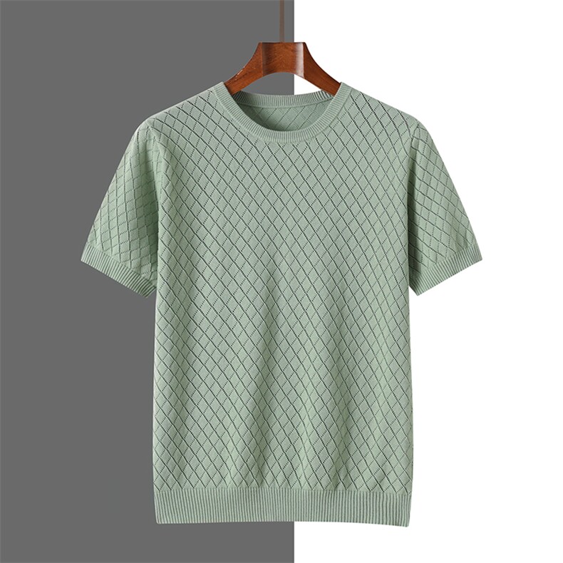 夏季2025男士冰感薄款纯棉短袖镂轻奢高端百搭男短袖，男装T恤，牧绒家园高端店
