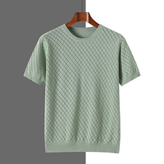 夏季2025男士冰感薄款纯棉短袖镂轻奢高端百搭男短袖，男装T恤，牧绒家园高端店