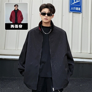 特批P55无差价时尚百搭痞帅满天星条纹两面穿男大码夹克外套J2664图片