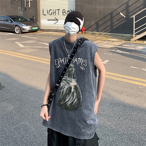 欧美式雕像印花 水洗做旧 夏无袖背心/马甲/坎肩XZ514-2-1285-P38图片