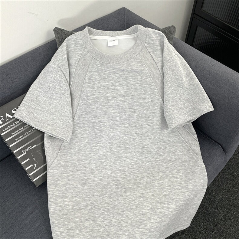 美式夏季潮牌简单t恤男款重圆领短袖小众半袖宽松上衣T0173-P35,男装T恤,星座308B-1