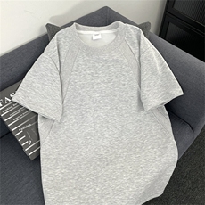 美式夏季潮牌简单t恤男款重圆领短袖小众半袖宽松上衣T0173-P35，男装T恤，星座308B-1