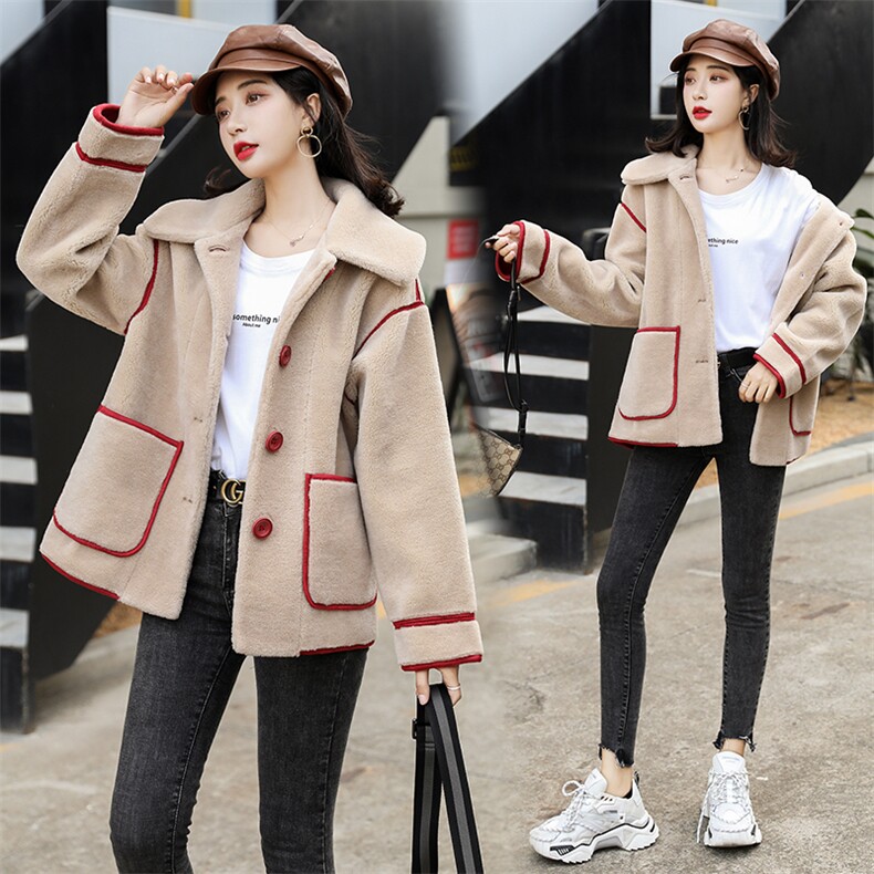 方领排扣纯色毛呢外套2020年秋冬百搭气质时尚潮流，女装毛呢外套，曼娅璐