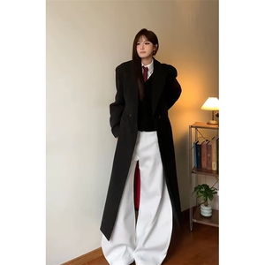 现货~红内长款垫肩收腰大衣Y962-西装风衣P118 毛呢大衣P125图片