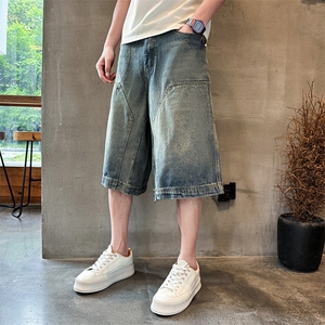 夏季痞帅宽松七分牛仔短裤Z039#-P45图片