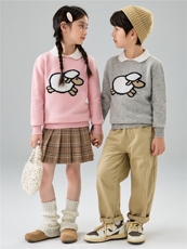 秋冬新款儿童100%羊毛Polo领针织衫女童加厚保暖小羊提花羊绒衫，童装儿童羊毛衫，初丹羊绒童装