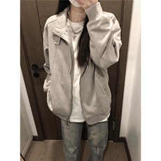 麂皮绒外套男女秋季新款美式复古小众宽松休闲百搭上衣LY2255-P75，女装短外套，星座1008