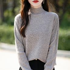 2025年秋季常规款套头街头菱形半高领时尚百搭针织纱，女装针织衫/毛衣，斯美雅电商供货