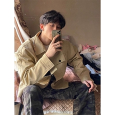 水洗帆布外套男春秋美式翻领棒球服底特律工装夹克J214，男装夹克，星座1116A（原606A-3）