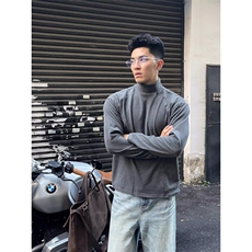 网图boxy正肩版230克半高领德绒长袖打底衫W1872/特P25，男装T恤，电商B350