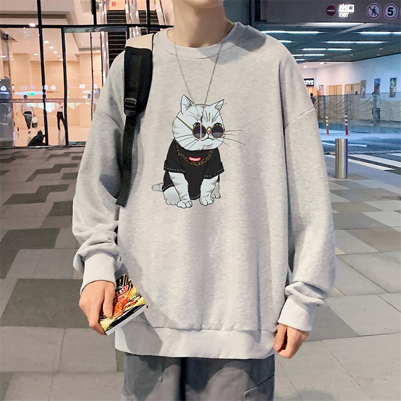 S6044-P28加绒款-P33秋季圆领卫衣男大码韩版宽松长袖外套,男装卫衣,电商A040