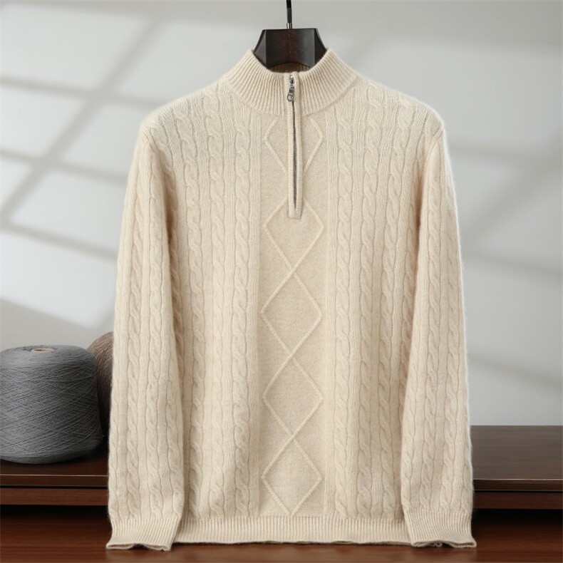 秋冬纯色针织套头上衣时尚休闲风，男装针织衫/毛衣，隆格羊绒