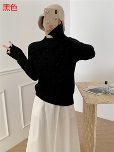 时尚百搭黑色半高领毛衣女秋冬新款加厚保暖长袖针织衫打底衫图片